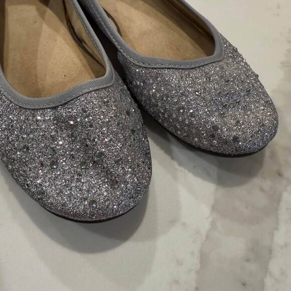 Style & Co Round Toe Silver Glittery Ballet Flat Shoes Women’s Size 8 Rhinestone - Picture 6 of 8